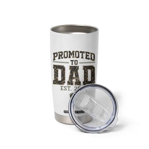 Camouflage Promoted To Dad Est 2026 Tumbler Cup Camo Pregnancy Announcement Graphic