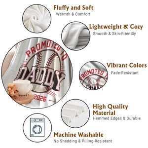 Promoted To Dad 2026 Baseball Throw Blanket First Time Father Sports Lover TS12 Print Your Wear