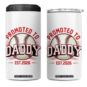 Promoted To Dad 2026 Baseball 4 in 1 Can Cooler Tumbler First Time Father Sports Lover TS12 One Size: 16 oz White Print Your Wear