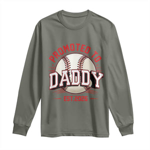 Promoted To Dad 2026 Baseball Long Sleeve Shirt First Time Father Sports Lover TS12 Military Green Print Your Wear