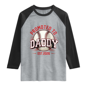 Promoted To Dad 2026 Baseball Raglan Shirt First Time Father Sports Lover TS12 Heather Gray Black Print Your Wear