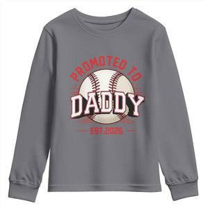 Promoted To Dad 2026 Baseball Youth Sweatshirt First Time Father Sports Lover TS12 Charcoal Print Your Wear