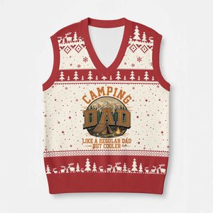 Camping Dad Like A Regular Dad But Cooler V-Neck Knit Sweater Vest Funny Fathers Day Gift TS12 Beige Red Print Your Wear