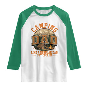 Camping Dad Like A Regular Dad But Cooler Raglan Shirt Funny Fathers Day Gift TS12 White Kelly Green Print Your Wear