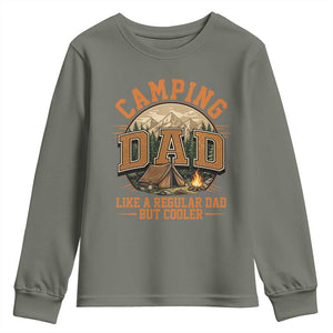 Camping Dad Like A Regular Dad But Cooler Youth Sweatshirt Funny Fathers Day Gift TS12 Military Green Print Your Wear