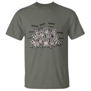 Funny Raccoon Mama Life T Shirt Motherhood Chaos Trash Panda TS12 Military Green Print Your Wear