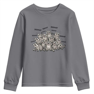 Funny Raccoon Mama Life Youth Sweatshirt Motherhood Chaos Trash Panda TS12 Charcoal Print Your Wear