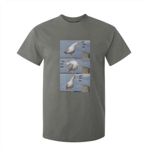 Funny Seagull Papa T Shirt For Kid Fathers Day Gift Ocean Life Dad Graphic TS12 Military Green Print Your Wear