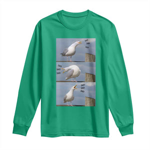 Funny Seagull Papa Long Sleeve Shirt Fathers Day Gift Ocean Life Dad Graphic TS12 Irish Green Print Your Wear