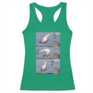 Funny Seagull Papa Racerback Tank Top Fathers Day Gift Ocean Life Dad Graphic TS12 Irish Green Print Your Wear