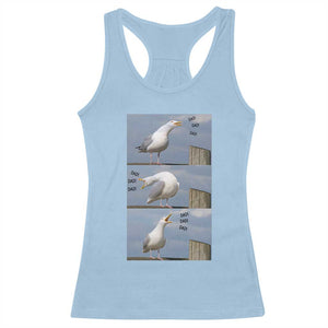 Funny Seagull Papa Racerback Tank Top Fathers Day Gift Ocean Life Dad Graphic TS12 Light Blue Print Your Wear
