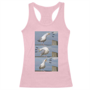 Funny Seagull Papa Racerback Tank Top Fathers Day Gift Ocean Life Dad Graphic TS12 Light Pink Print Your Wear