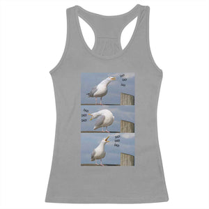 Funny Seagull Papa Racerback Tank Top Fathers Day Gift Ocean Life Dad Graphic TS12 Sport Gray Print Your Wear
