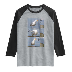 Funny Seagull Papa Raglan Shirt Fathers Day Gift Ocean Life Dad Graphic TS12 Heather Gray Black Print Your Wear
