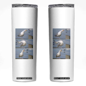 Funny Seagull Papa Skinny Tumbler Fathers Day Gift Ocean Life Dad Graphic TS12 White Print Your Wear