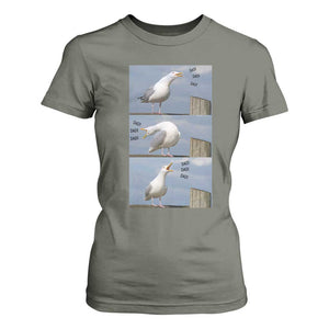 Funny Seagull Papa T Shirt For Women Fathers Day Gift Ocean Life Dad Graphic TS12 Military Green Print Your Wear