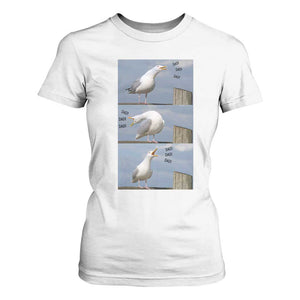 Funny Seagull Papa T Shirt For Women Fathers Day Gift Ocean Life Dad Graphic TS12 White Print Your Wear