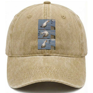 Funny Seagull Papa Washed Cotton Baseball Cap Fathers Day Gift Ocean Life Dad Graphic TS12 Print Your Wear