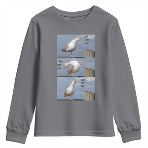 Funny Seagull Papa Youth Sweatshirt Fathers Day Gift Ocean Life Dad Graphic TS12 Charcoal Print Your Wear