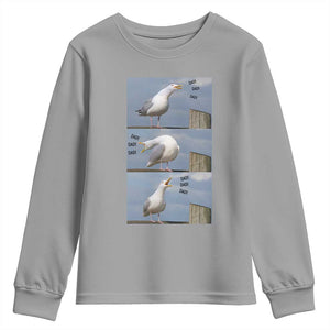 Funny Seagull Papa Youth Sweatshirt Fathers Day Gift Ocean Life Dad Graphic TS12 Sport Gray Print Your Wear