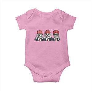 See No Crimes Hear No Truth Speak No Facts Baby Onesie Skeleton Political Satire Graphic TS12 Light Pink Print Your Wear