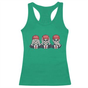 See No Crimes Hear No Truth Speak No Facts Racerback Tank Top Skeleton Political Satire Graphic TS12 Irish Green Print Your Wear