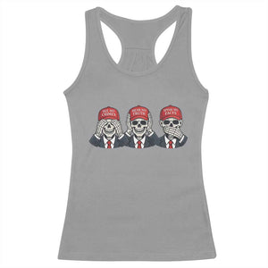 See No Crimes Hear No Truth Speak No Facts Racerback Tank Top Skeleton Political Satire Graphic TS12 Sport Gray Print Your Wear