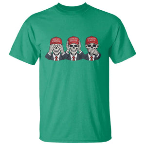 See No Crimes Hear No Truth Speak No Facts T Shirt Skeleton Political Satire Graphic TS12 Irish Green Print Your Wear
