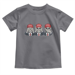 See No Crimes Hear No Truth Speak No Facts Toddler T Shirt Skeleton Political Satire Graphic TS12 Charcoal Print Your Wear