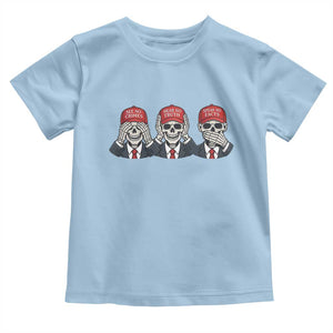 See No Crimes Hear No Truth Speak No Facts Toddler T Shirt Skeleton Political Satire Graphic TS12 Light Blue Print Your Wear