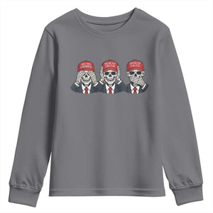 See No Crimes Hear No Truth Speak No Facts Youth Sweatshirt Skeleton Political Satire Graphic TS12 Charcoal Print Your Wear