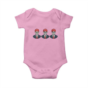 Skeleton See No Crimes Hear No Truth Baby Onesie Funny Political Satire TS12 Light Pink Print Your Wear