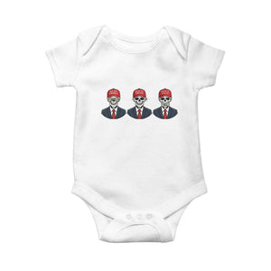 Skeleton See No Crimes Hear No Truth Baby Onesie Funny Political Satire TS12 White Print Your Wear