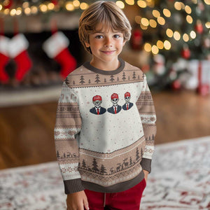 Skeleton See No Crimes Hear No Truth Ugly Christmas Sweater Funny Political Satire TS12 Mocha Mousse Print Your Wear