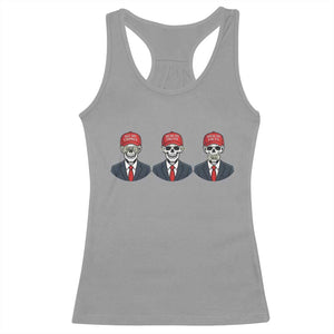 Skeleton See No Crimes Hear No Truth Racerback Tank Top Funny Political Satire TS12 Sport Gray Print Your Wear
