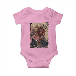 American Leader Oni Mask Japanese Ukiyoe Baby Onesie Political Parody Graphic TS12 Light Pink Print Your Wear