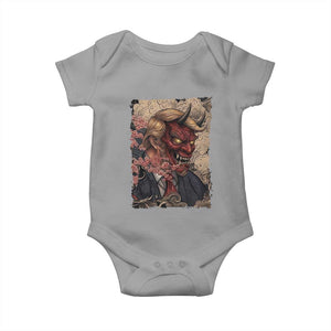 American Leader Oni Mask Japanese Ukiyoe Baby Onesie Political Parody Graphic TS12 Sport Gray Print Your Wear