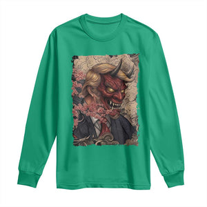 American Leader Oni Mask Japanese Ukiyoe Long Sleeve Shirt Political Parody Graphic TS12 Irish Green Print Your Wear