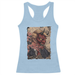 American Leader Oni Mask Japanese Ukiyoe Racerback Tank Top Political Parody Graphic TS12 Light Blue Print Your Wear