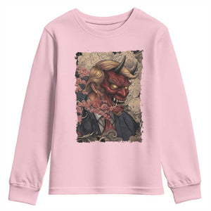 American Leader Oni Mask Japanese Ukiyoe Youth Sweatshirt Political Parody Graphic TS12 Light Pink Print Your Wear