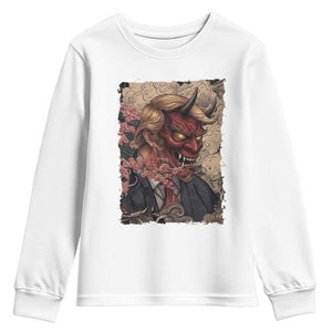 American Leader Oni Mask Japanese Ukiyoe Youth Sweatshirt Political Parody Graphic TS12 White Print Your Wear