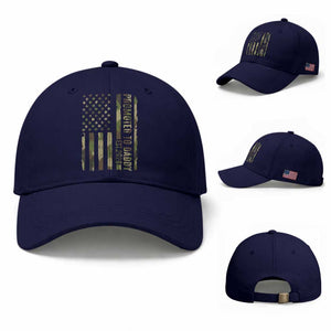 Camouflage Patriotic Dad 2026 Baseball Cap USA Flag New Father Announcement TS12 Baseball Cap Universal Fit Dark Blue Print Your Wear