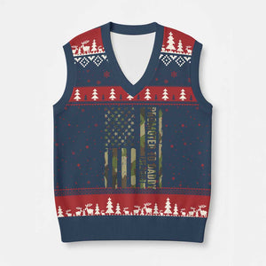 Camouflage Patriotic Dad 2026 V-Neck Knit Sweater Vest USA Flag New Father Announcement TS12 Navy Red Print Your Wear