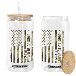 Camouflage Patriotic Dad 2026 Glass Can USA Flag New Father Announcement TS12 Print Your Wear