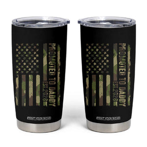 Camouflage Patriotic Dad 2026 Tumbler Cup USA Flag New Father Announcement TS12 Black Print Your Wear