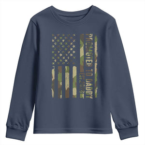 Camouflage Patriotic Dad 2026 Youth Sweatshirt USA Flag New Father Announcement TS12 Navy Print Your Wear