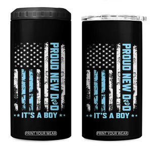 Proud New Dad Its A Boy 4 in 1 Can Cooler Tumbler Patriotic First Fathers Day Gift TS12 One Size: 16 oz Black Print Your Wear