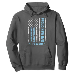 Proud New Dad Its A Boy Hoodie Patriotic First Fathers Day Gift TS12 Dark Heather Print Your Wear