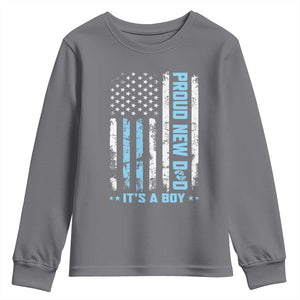 Proud New Dad Its A Boy Youth Sweatshirt Patriotic First Fathers Day Gift TS12 Charcoal Print Your Wear
