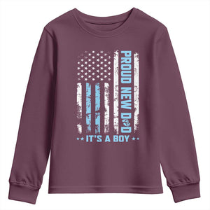 Proud New Dad Its A Boy Youth Sweatshirt Patriotic First Fathers Day Gift TS12 Maroon Print Your Wear